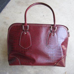 Large Faux Leather Red Crocodile Travel Bag